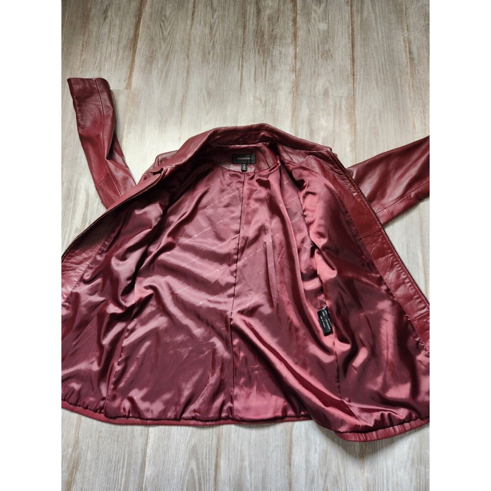 VTG Colebrook Essentials Genuine Leather Jacket Burgundy Zip Front Sz M GUC USA - Picture 6 of 9